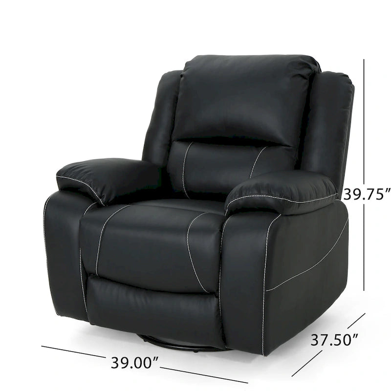 Tufted Faux Leather Swivel Recliner