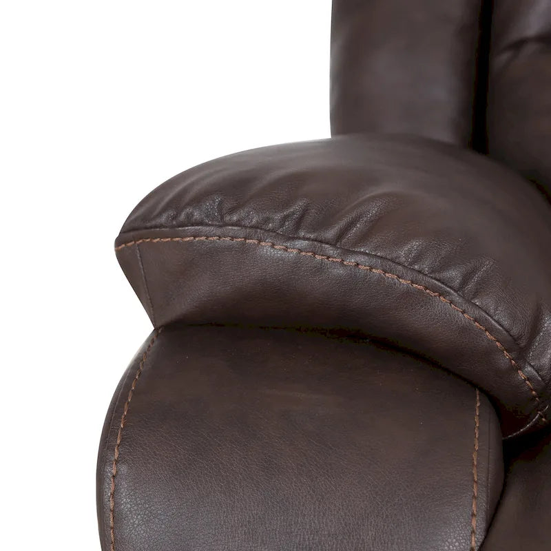 Tufted Faux Leather Swivel Recliner