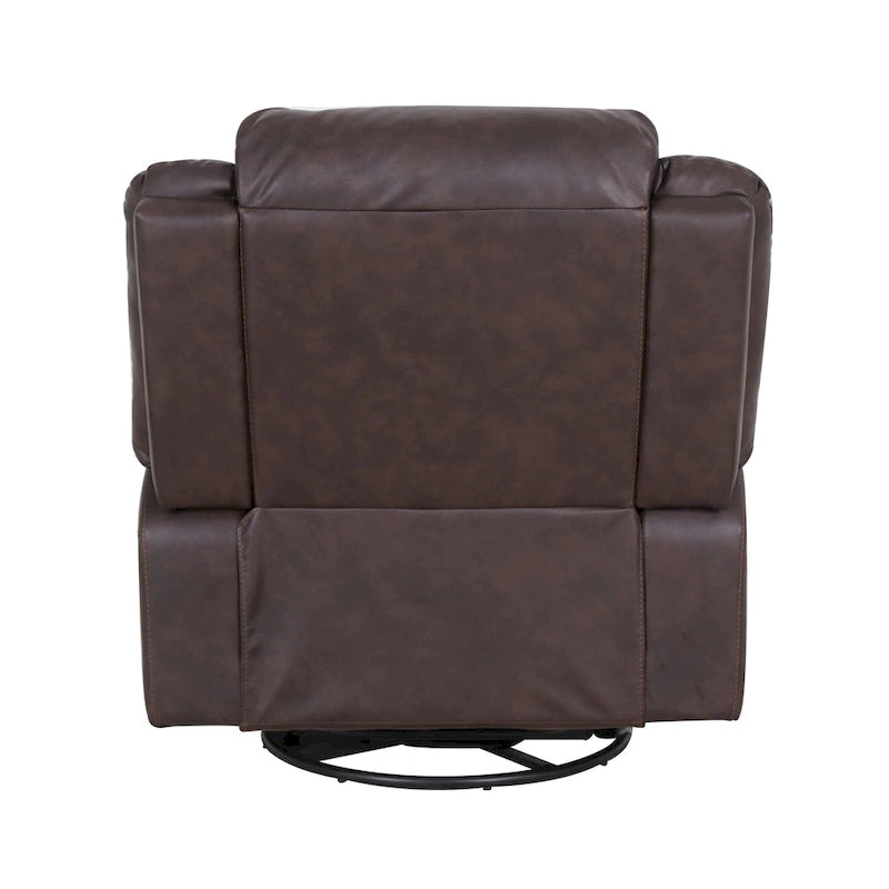 Tufted Faux Leather Swivel Recliner