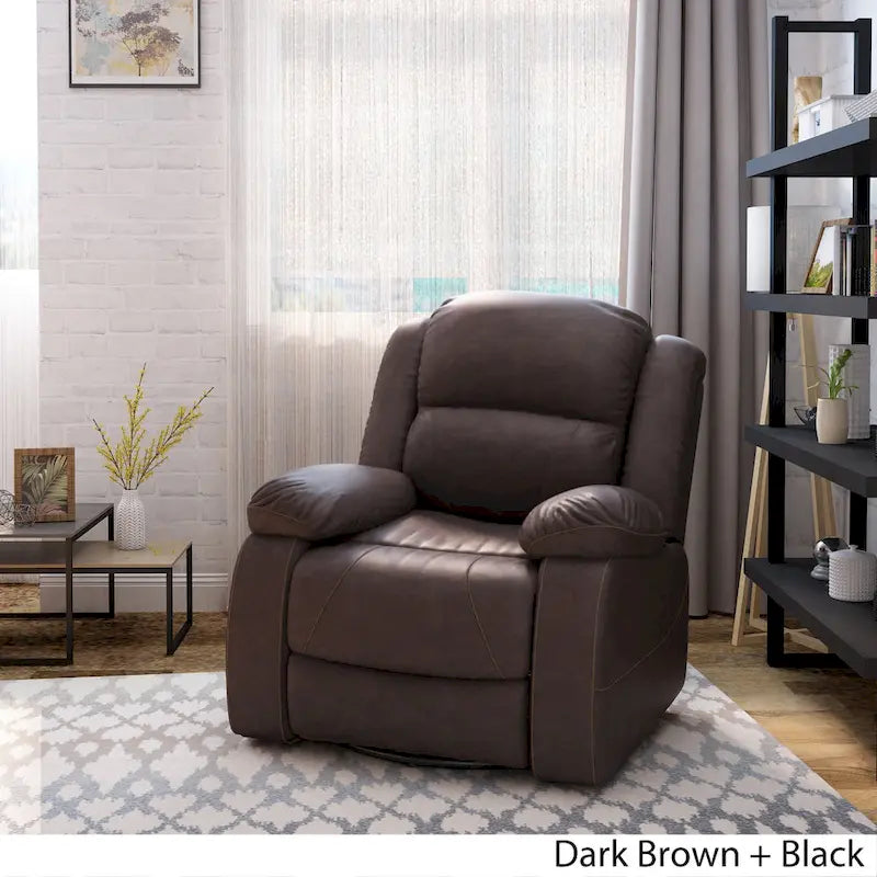 Tufted Faux Leather Swivel Recliner