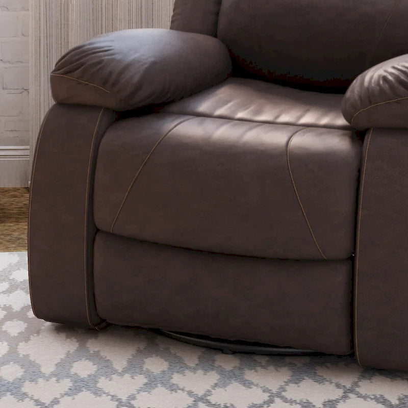 Tufted Faux Leather Swivel Recliner