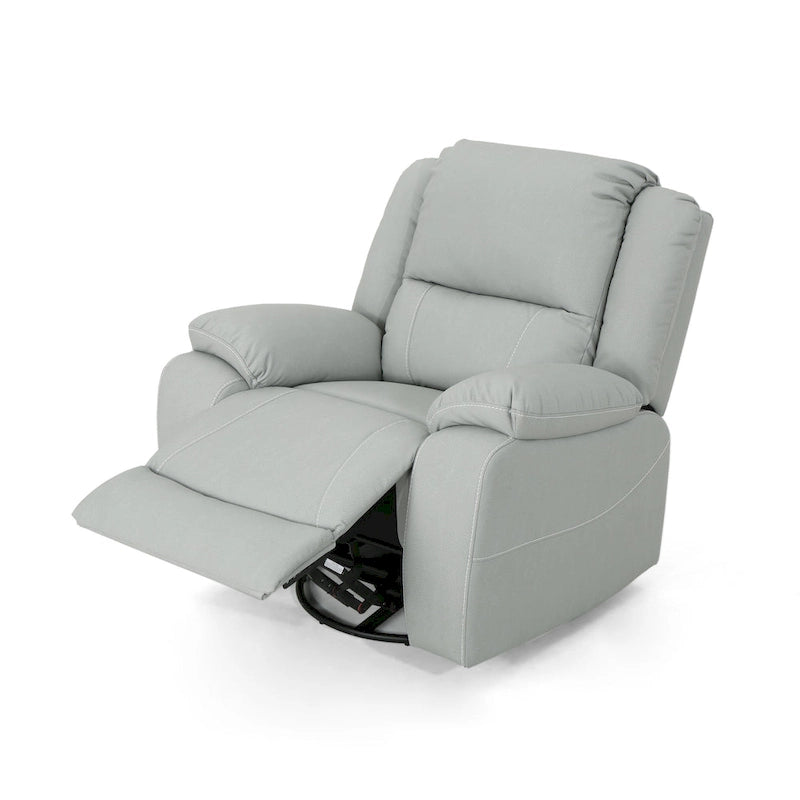 Tufted Faux Leather Swivel Recliner