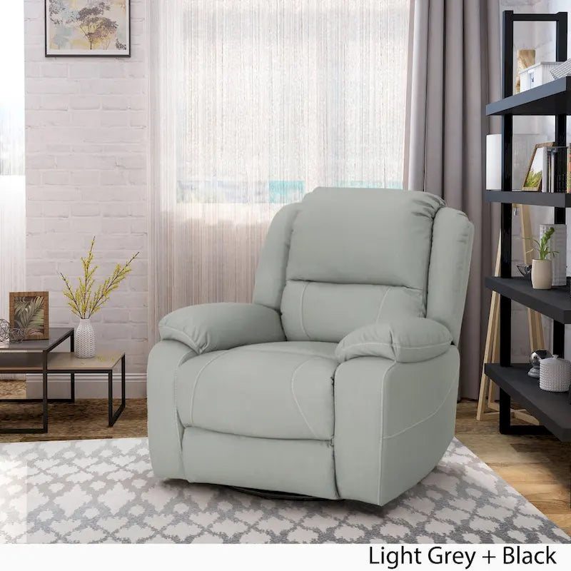 Tufted Faux Leather Swivel Recliner
