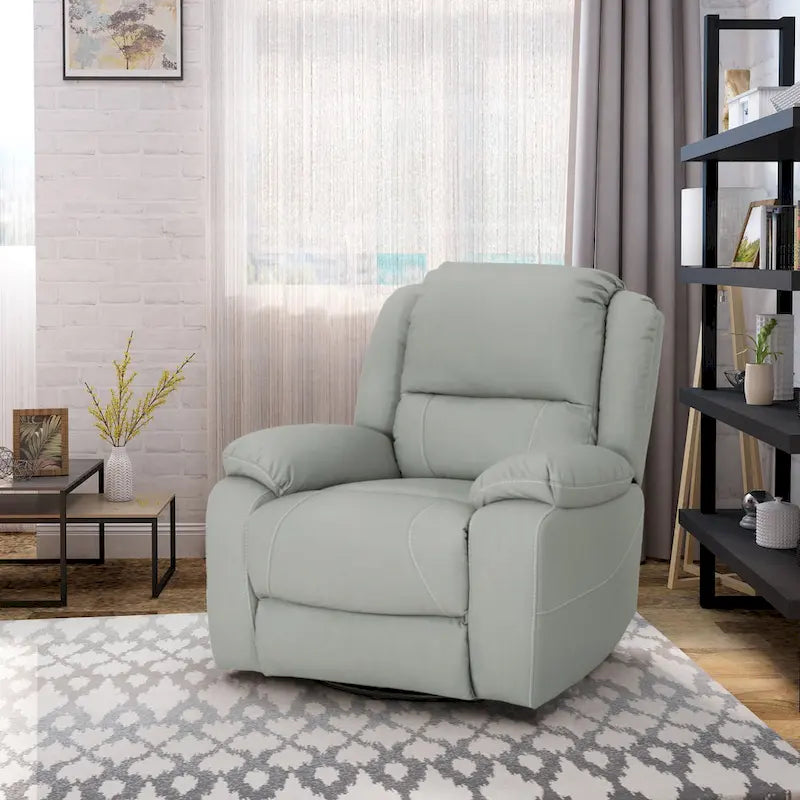 Tufted Faux Leather Swivel Recliner