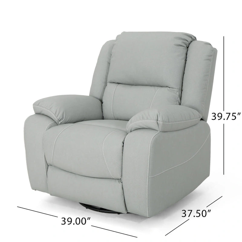 Tufted Faux Leather Swivel Recliner