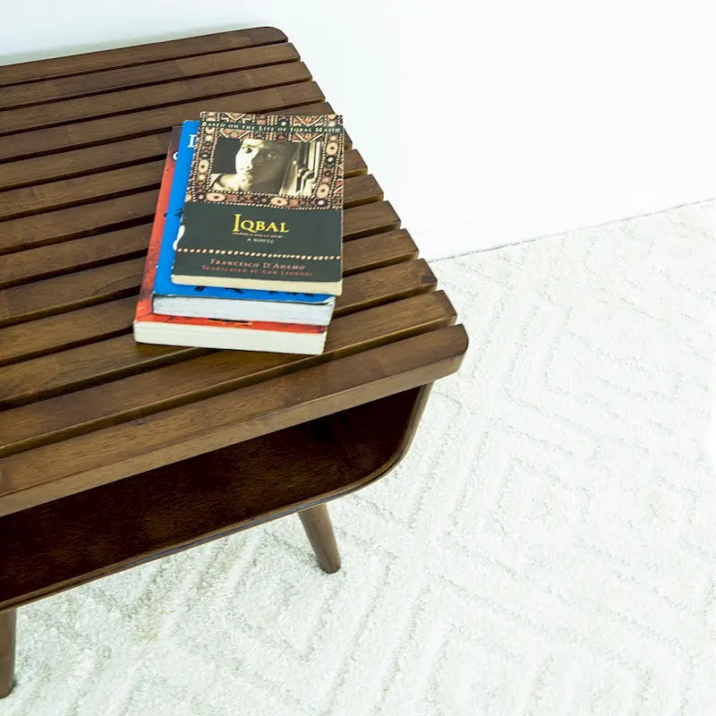 Adelina Mid-Century Modern Rectangular Solid Wood End Table in Brown