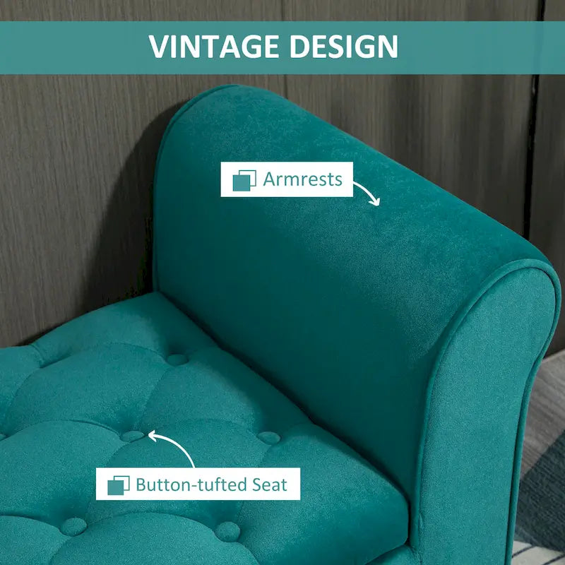 Button-Tufted Storage Ottoman Bench with Rolled Armrests