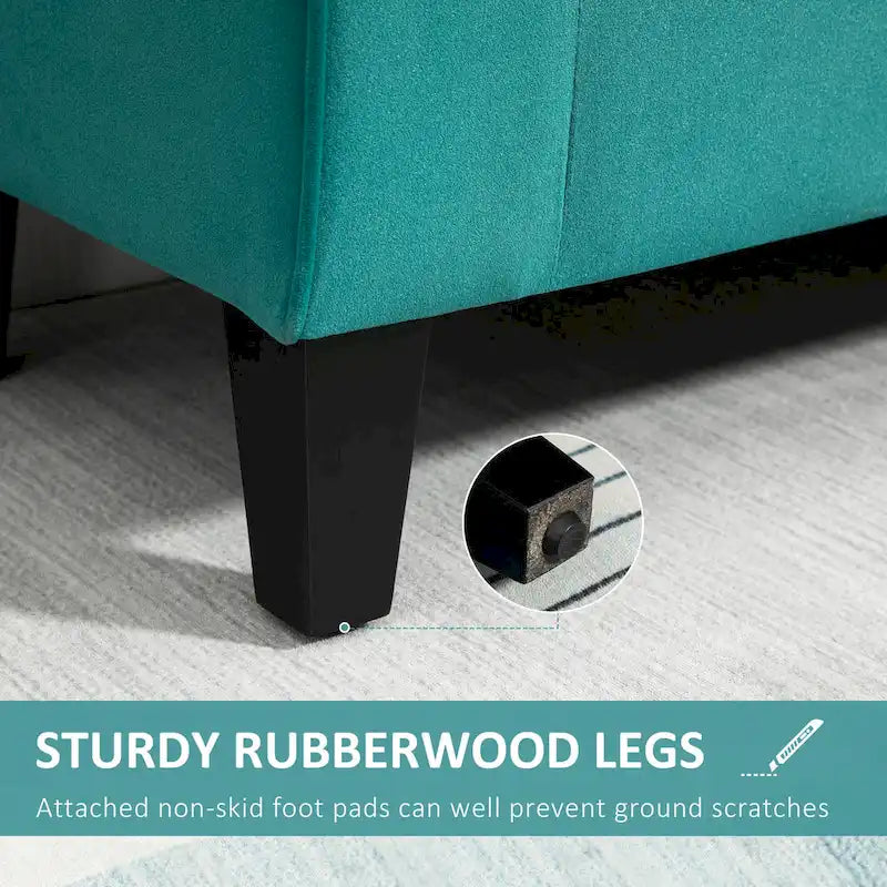 Button-Tufted Storage Ottoman Bench with Rolled Armrests