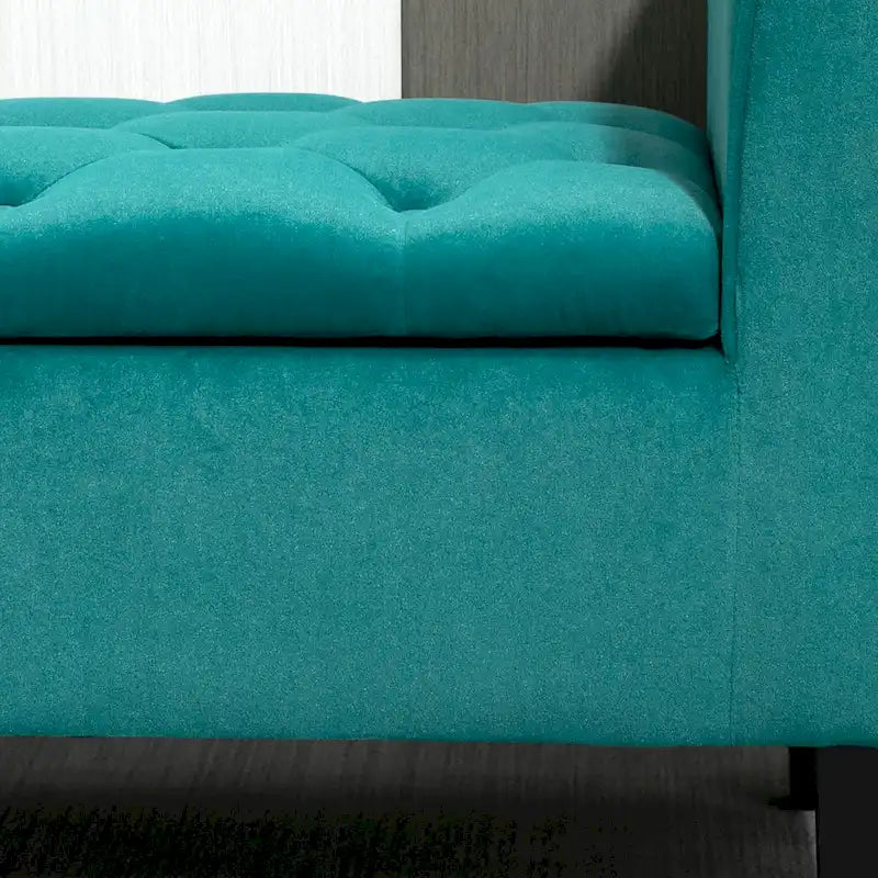 Button-Tufted Storage Ottoman Bench with Rolled Armrests