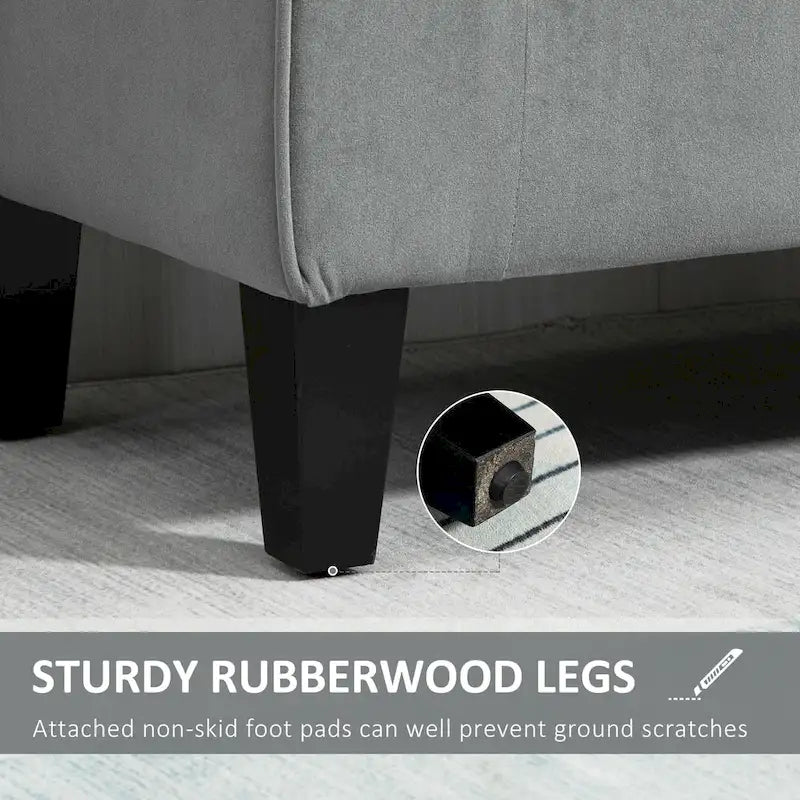 Button-Tufted Storage Ottoman Bench with Rolled Armrests