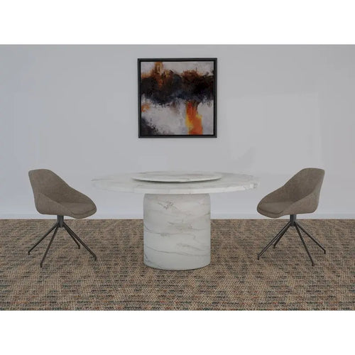 Table à manger en marbre de 60" - option plateau tournant (Lazy Susan) disponible