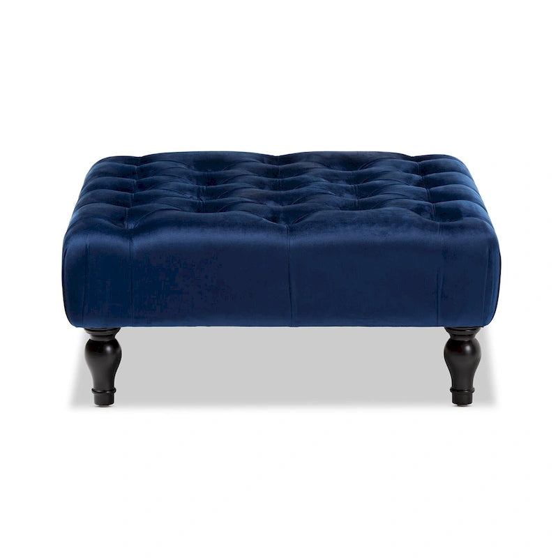 Transitional Velvet Fabric Cocktail Ottoman