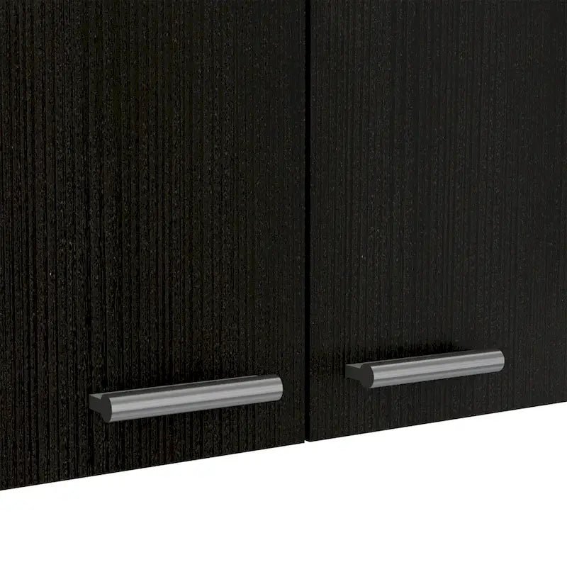 Wall Cabinet with 2 Double Doors, Dish Rack, 2 Open Shelves, and 2 Inner Shelves