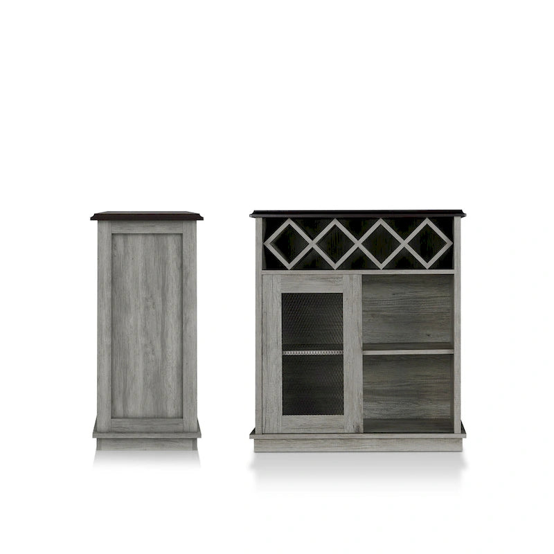 Farmhouse Four Shelf and Four Bottle Lattice-like Wine Buffet