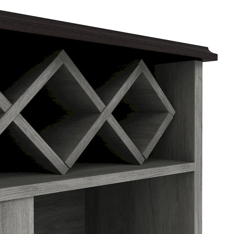 Farmhouse Four Shelf and Four Bottle Lattice-like Wine Buffet