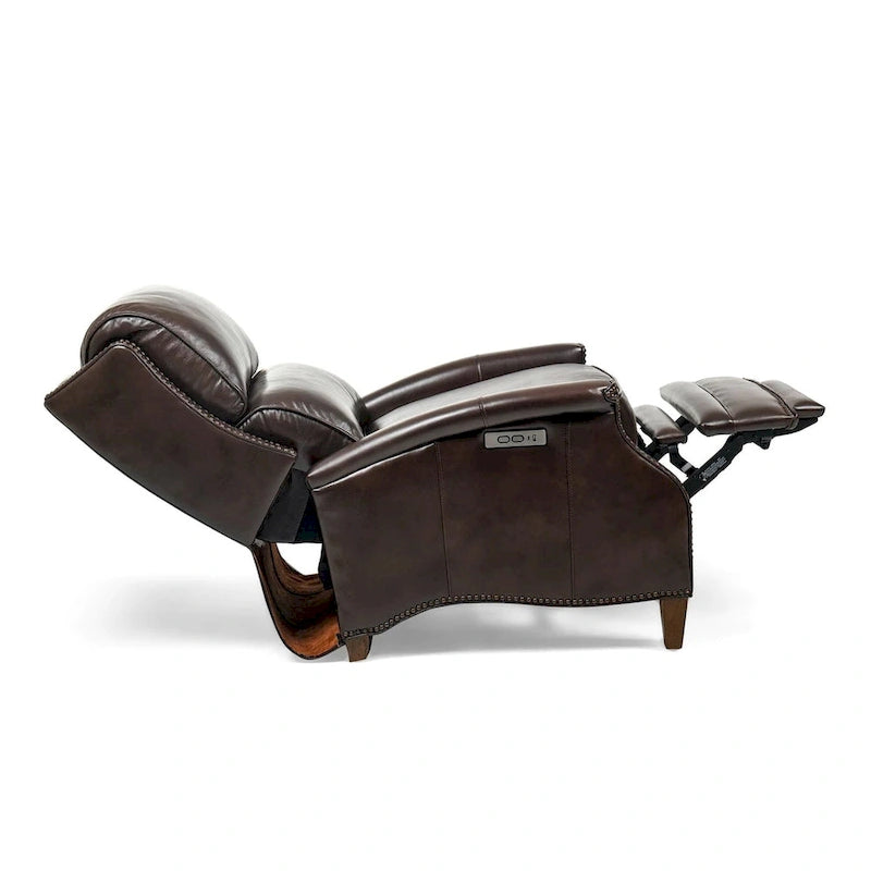 Genuine Leather Power Recliner with Adjustable Headrest and USB Port