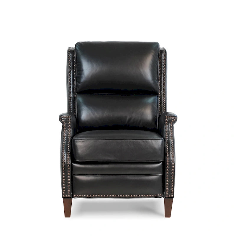 Genuine Leather Power Recliner with Adjustable Headrest and USB Port