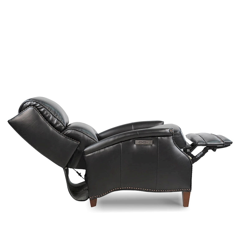Genuine Leather Power Recliner with Adjustable Headrest and USB Port