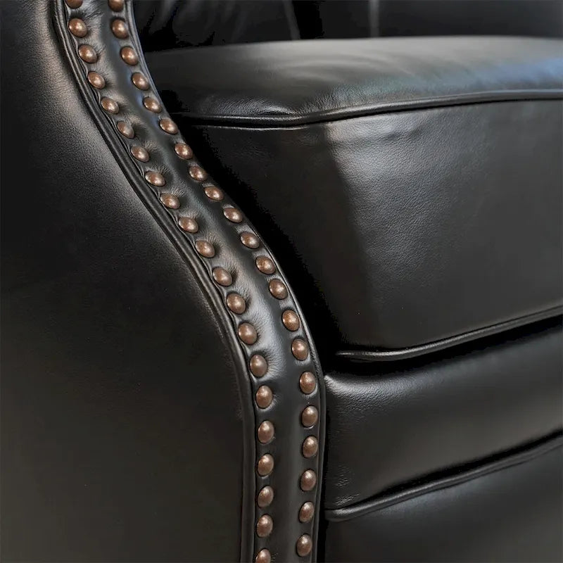 Genuine Leather Power Recliner with Adjustable Headrest and USB Port