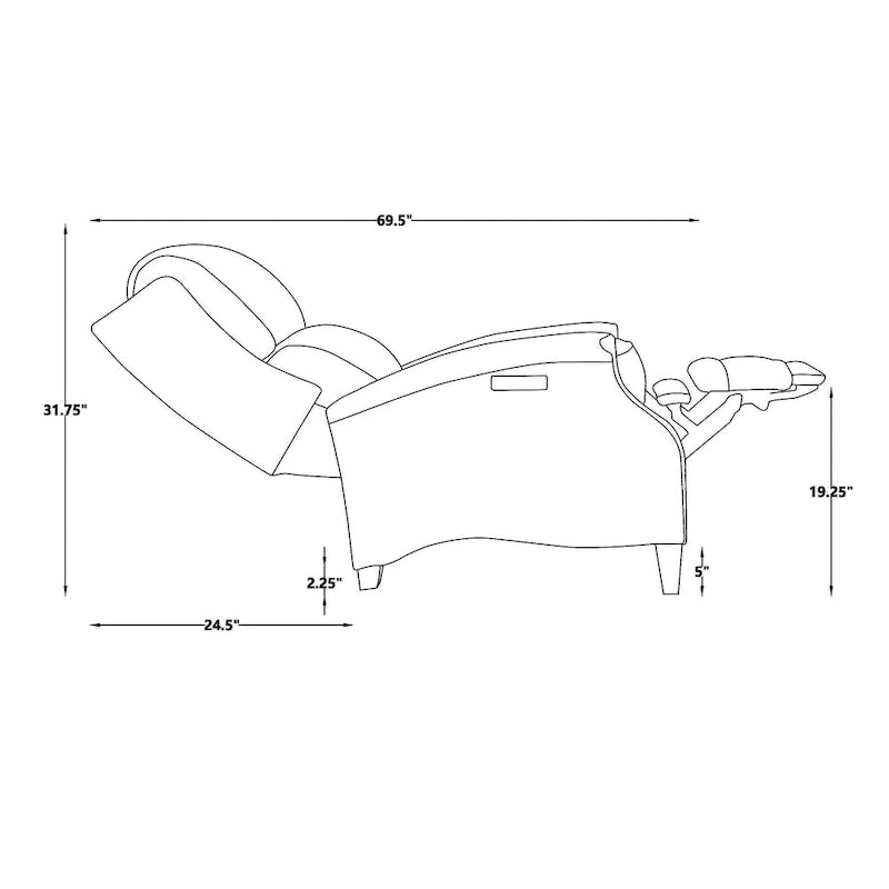 Genuine Leather Power Recliner with Adjustable Headrest and USB Port