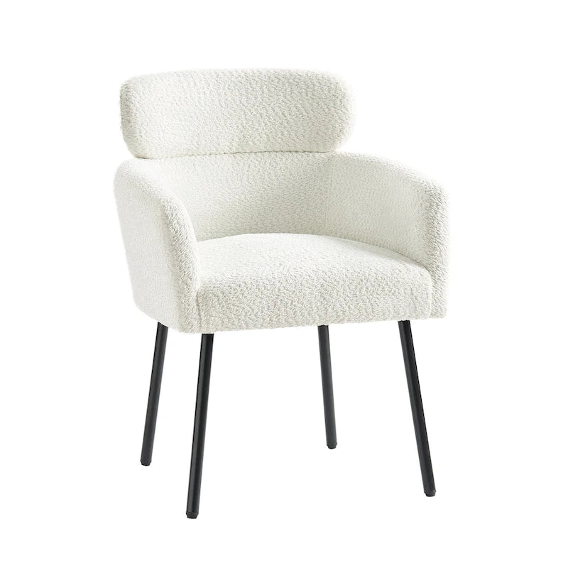 Modern Boucle Upholstered Dining Chair with Metal Legs