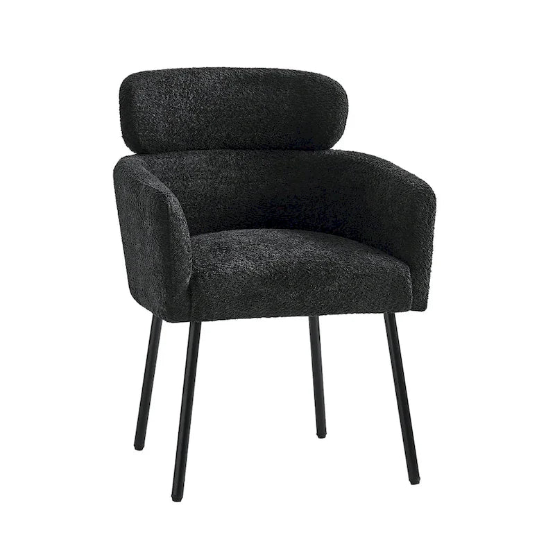 Modern Boucle Upholstered Dining Chair with Metal Legs