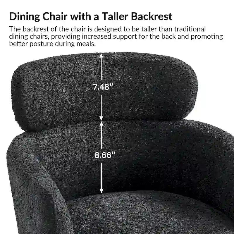 Modern Boucle Upholstered Dining Chair with Metal Legs