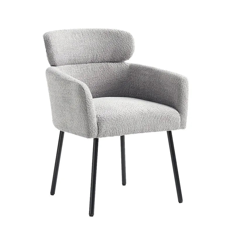 Modern Boucle Upholstered Dining Chair with Metal Legs