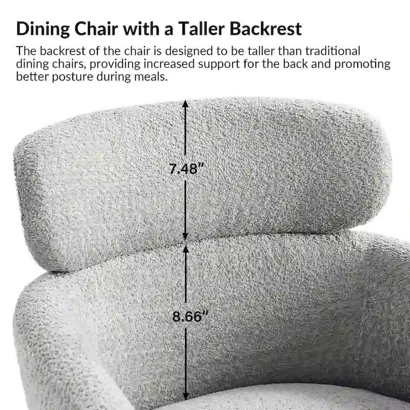 Modern Boucle Upholstered Dining Chair with Metal Legs