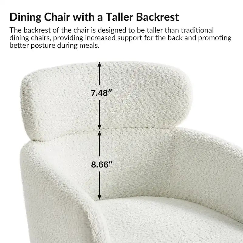 Modern Boucle Upholstered Dining Chair with Metal Legs