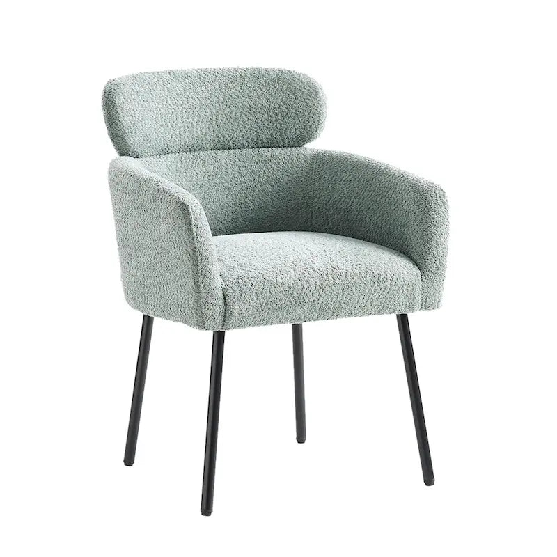 Modern Boucle Upholstered Dining Chair with Metal Legs