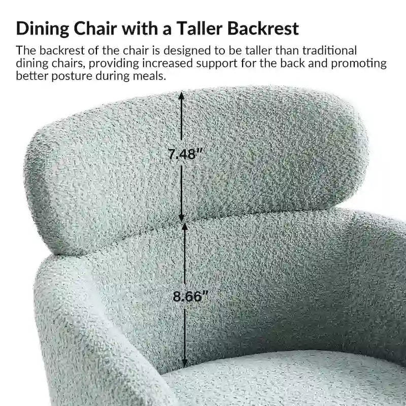 Modern Boucle Upholstered Dining Chair with Metal Legs