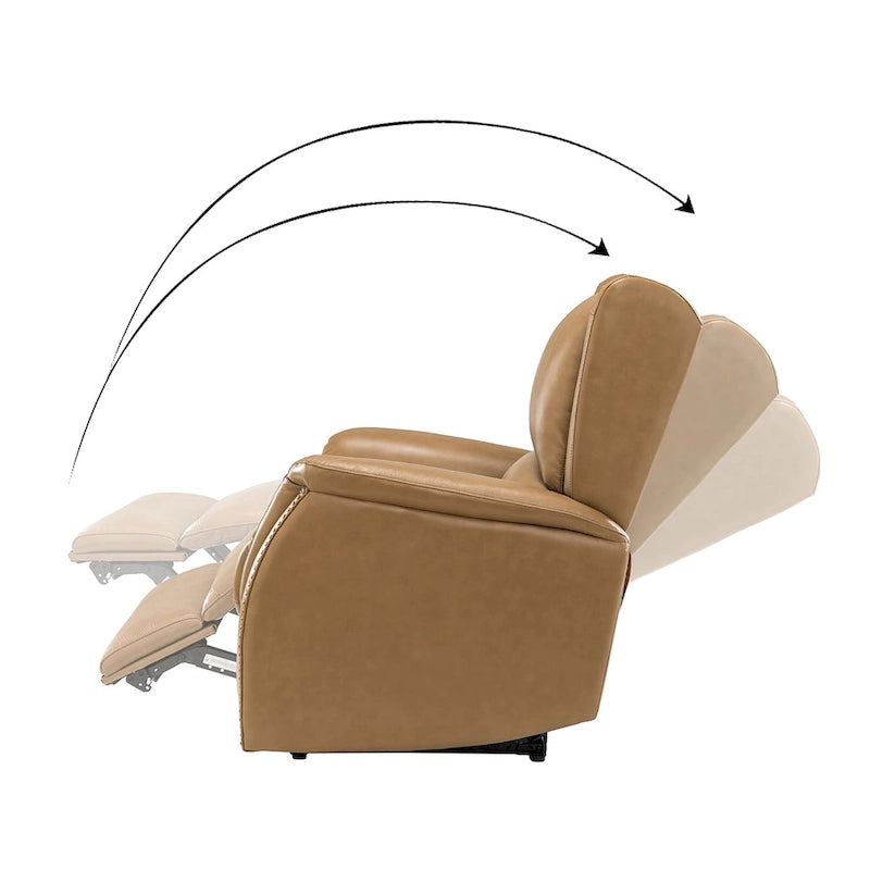 Genuine Leather Power Recliner with USB Port and Wingback Design