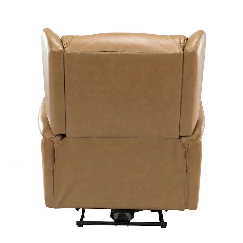 Genuine Leather Power Recliner with USB Port and Wingback Design