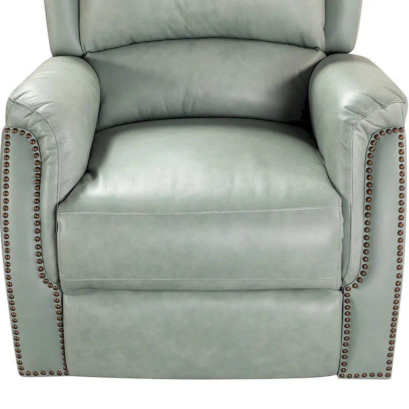 Genuine Leather Power Recliner with USB Port and Wingback Design