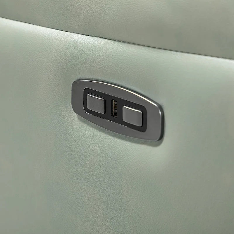 Genuine Leather Power Recliner with USB Port and Wingback Design