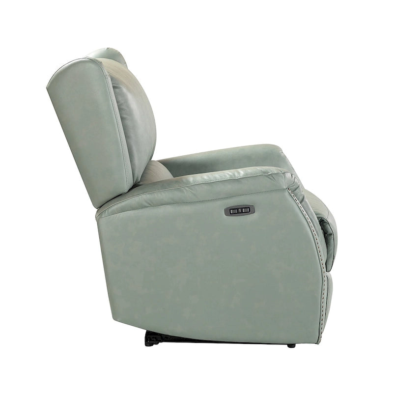 Genuine Leather Power Recliner with USB Port and Wingback Design