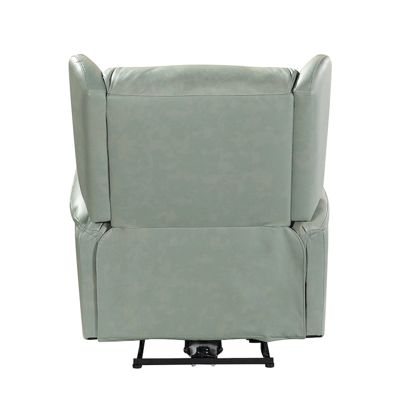 Genuine Leather Power Recliner with USB Port and Wingback Design