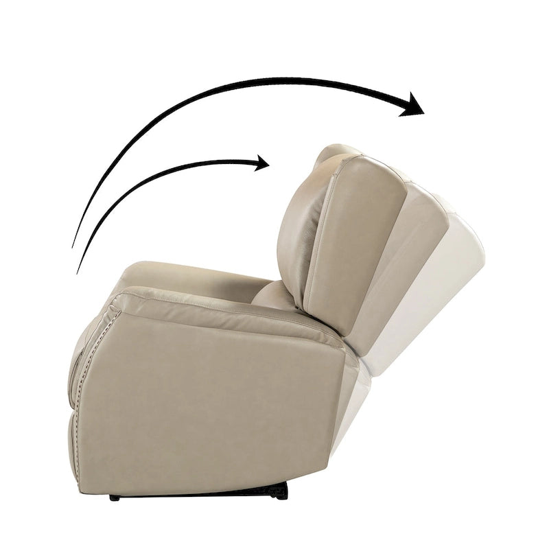 Genuine Leather Power Recliner with USB Port and Wingback Design
