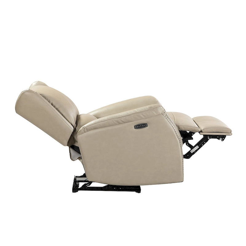 Genuine Leather Power Recliner with USB Port and Wingback Design