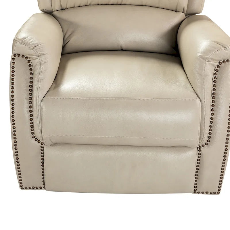 Genuine Leather Power Recliner with USB Port and Wingback Design