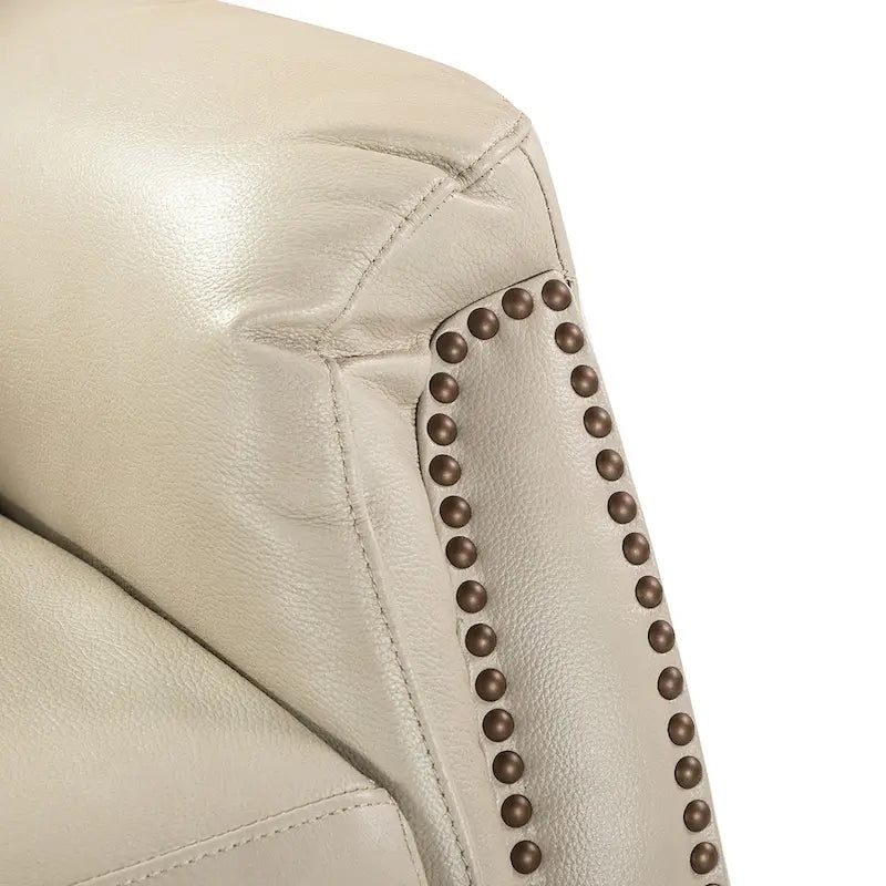 Genuine Leather Power Recliner with USB Port and Wingback Design