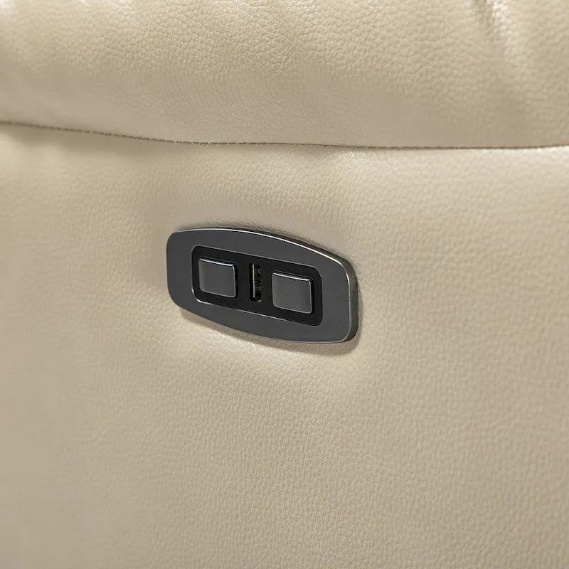 Genuine Leather Power Recliner with USB Port and Wingback Design