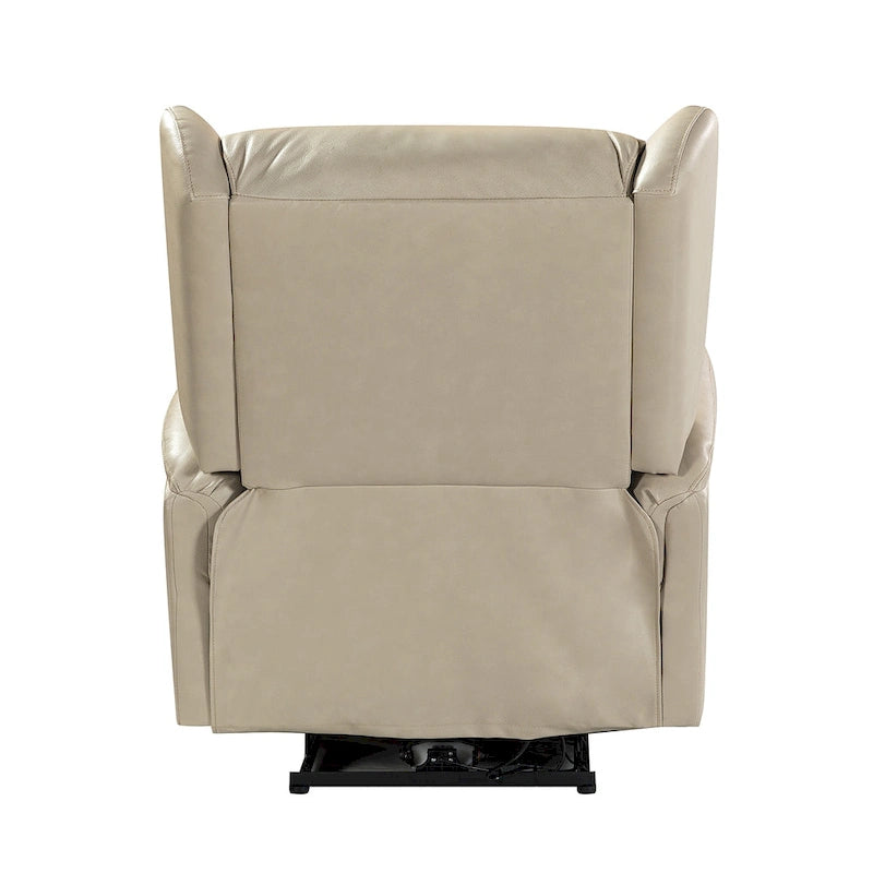 Genuine Leather Power Recliner with USB Port and Wingback Design