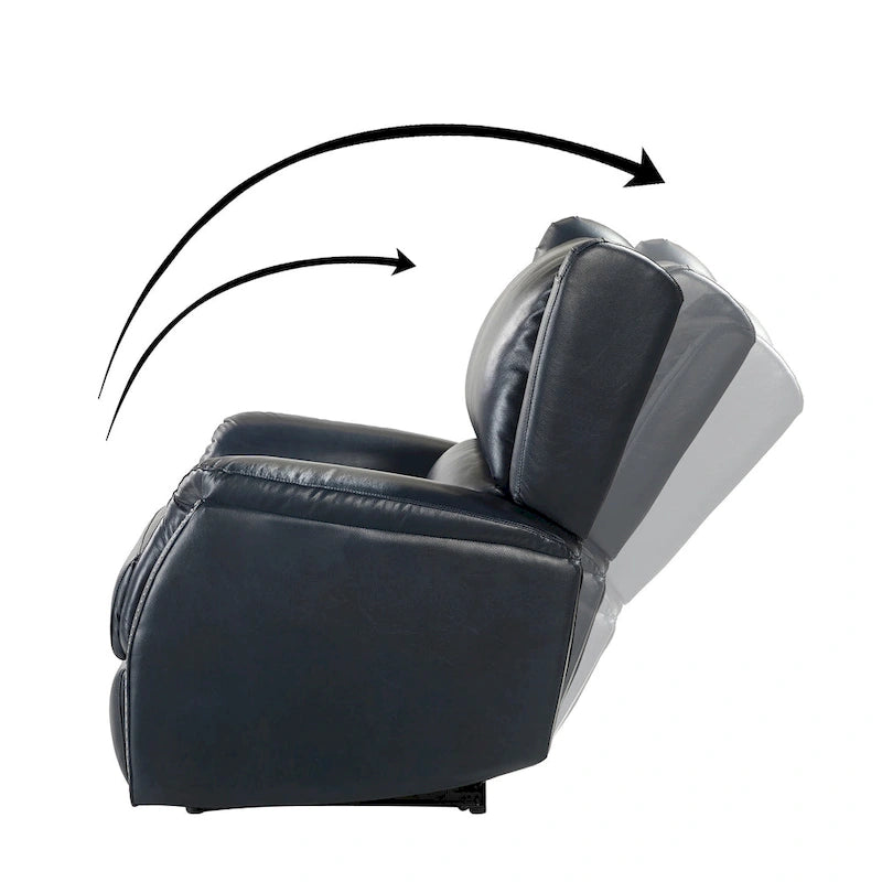 Genuine Leather Power Recliner with USB Port and Wingback Design
