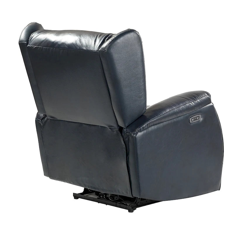 Genuine Leather Power Recliner with USB Port and Wingback Design