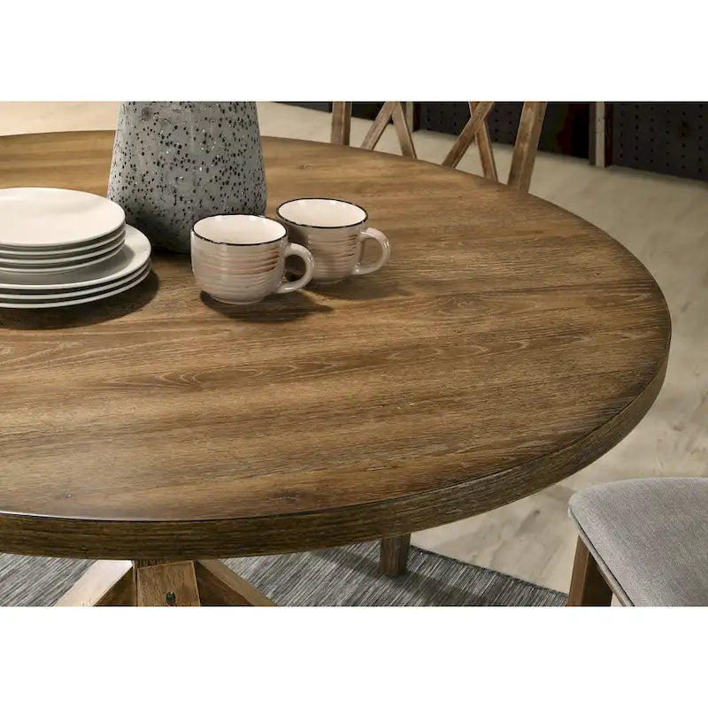 Round Cross-Buck Base Dining Table - 47.25 Diameter