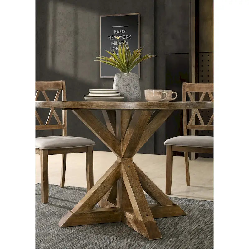 Round Cross-Buck Base Dining Table - 47.25 Diameter