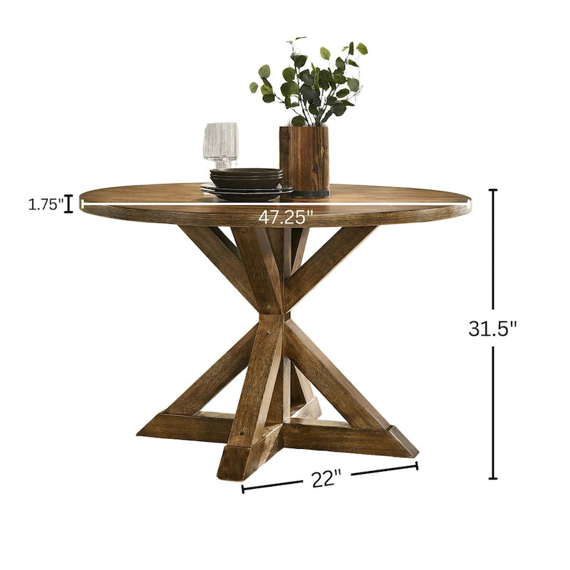 Round Cross-Buck Base Dining Table - 47.25 Diameter