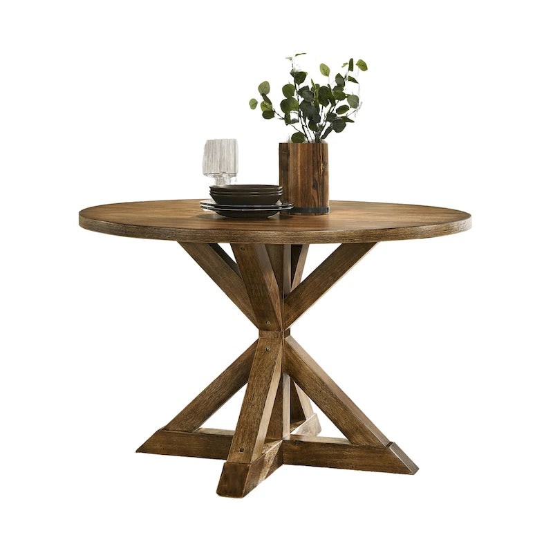 Round Cross-Buck Base Dining Table - 47.25 Diameter